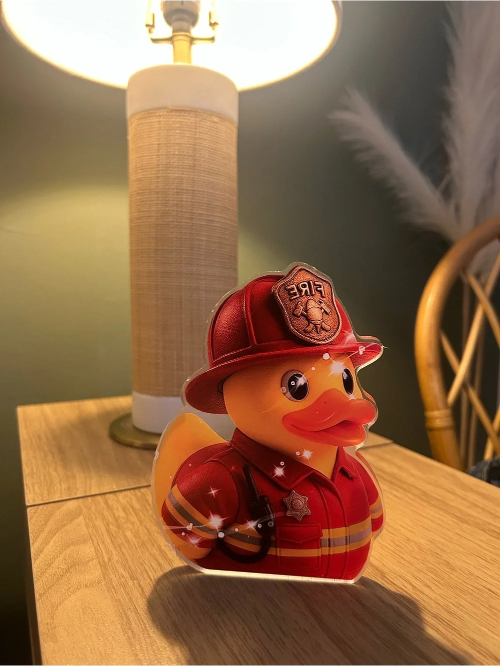 Firefighter Rubber Duck Figurine - Red & Yellow - Picture 1 of 4